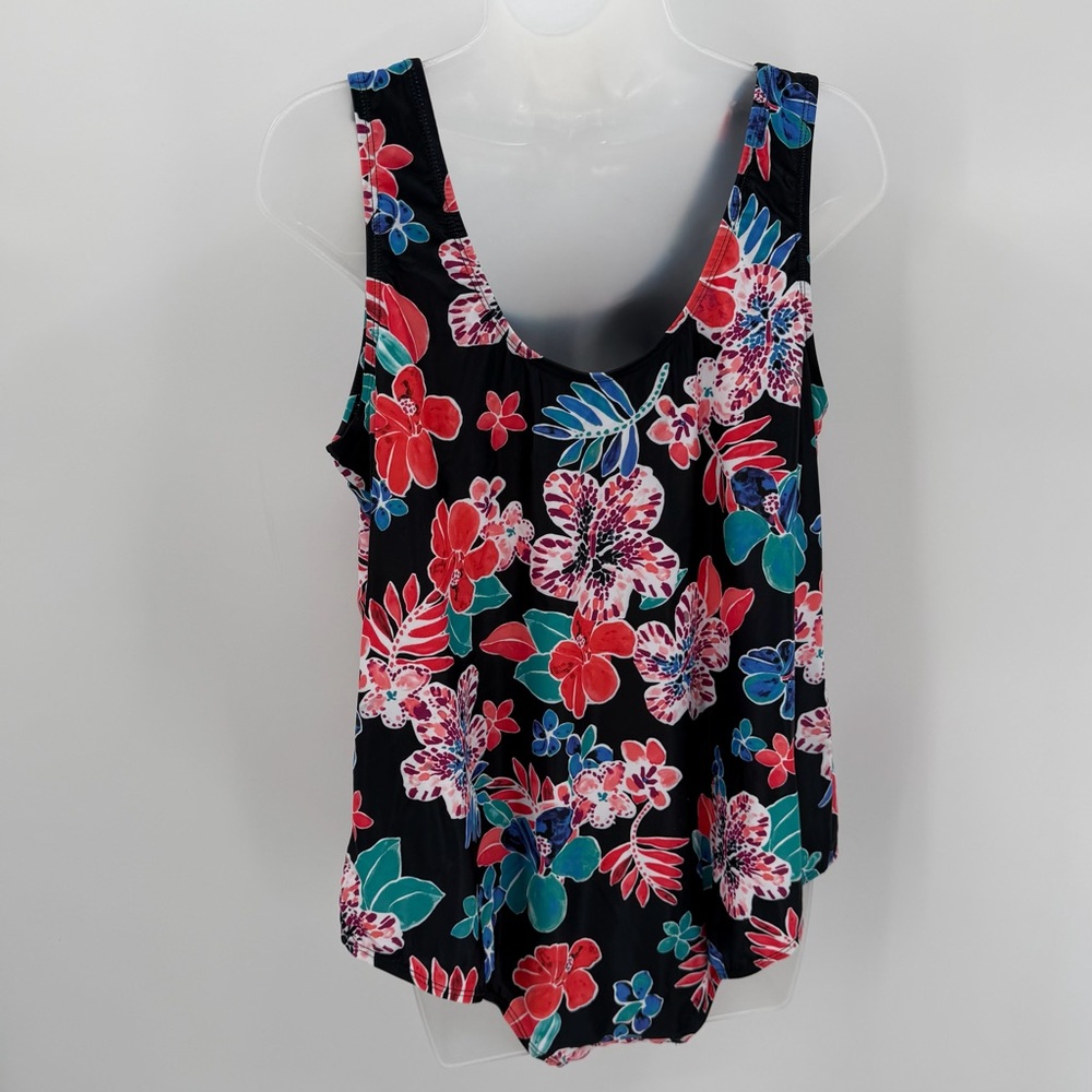 BLAIR Swimsuit Womens 18W Black Floral One Piece Scoopneck Bathing Suit - Picture 3 of 10